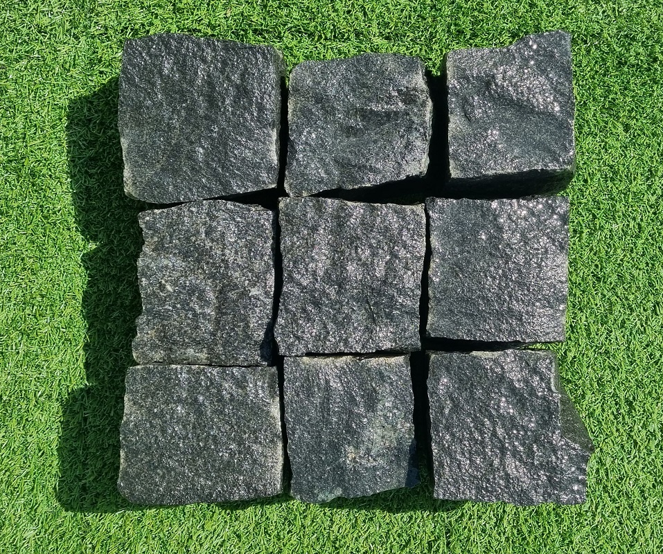 Čadičové čierne dlažobné kocky Gabbro 8/11