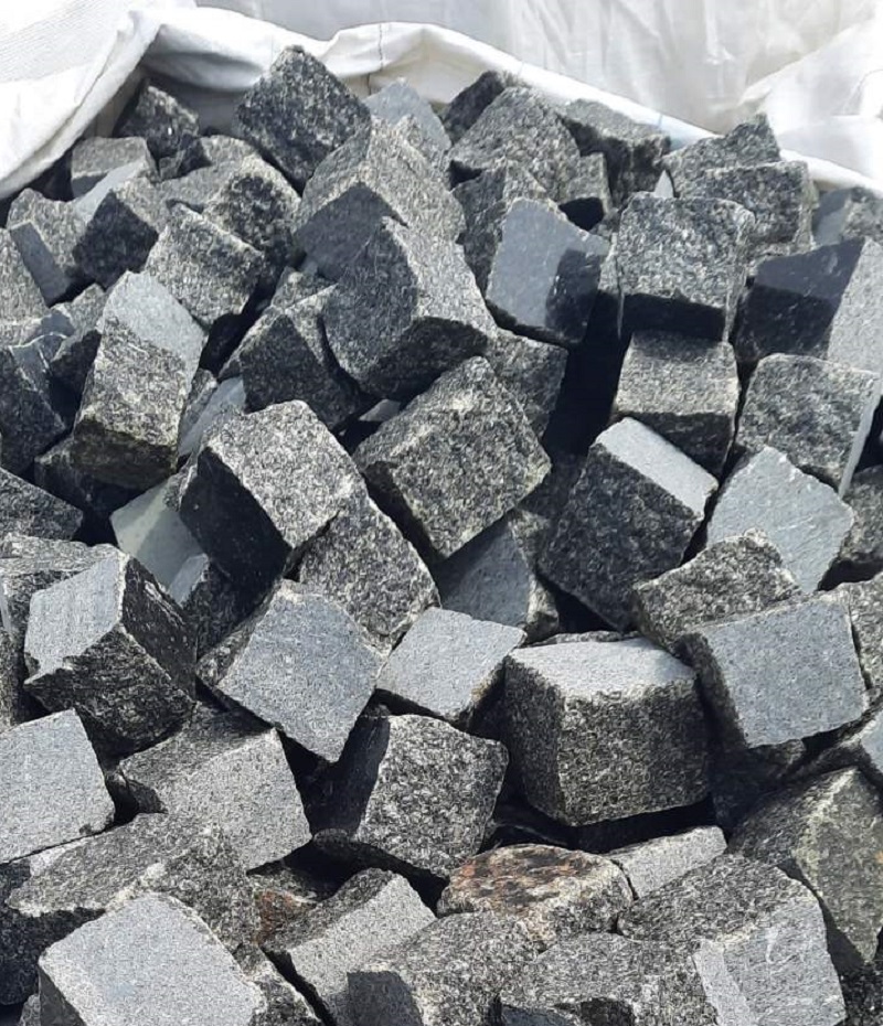 Čadičové čierne dlažobné kocky Gabbro 8/11
